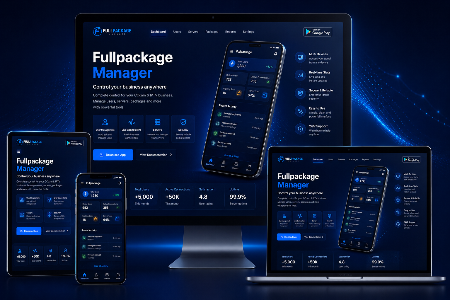 Fullpackage CCcam and IPTV dashboard